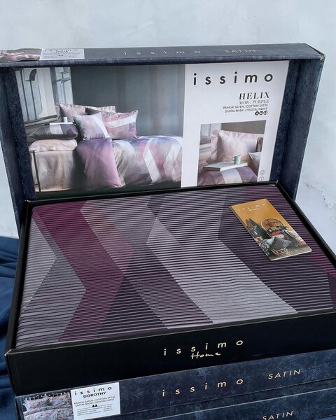 Posteljina s plahtom Helix Purple Saten Family 160x220x2