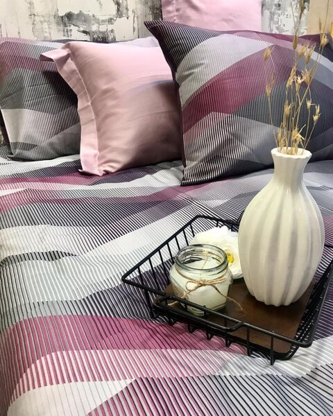 Posteljina s plahtom Helix Purple Saten Family 160x220x2