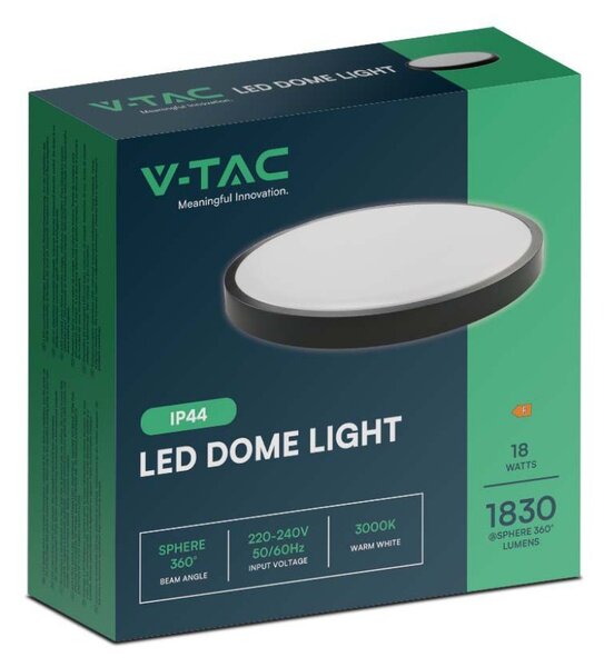 18W LED plafonjera s crnim rubom okrugla 4000K IP44