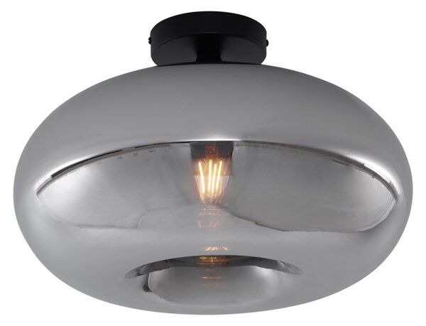 Art Deco stropna svjetiljka crna s dimnim staklom 40 cm - Busa