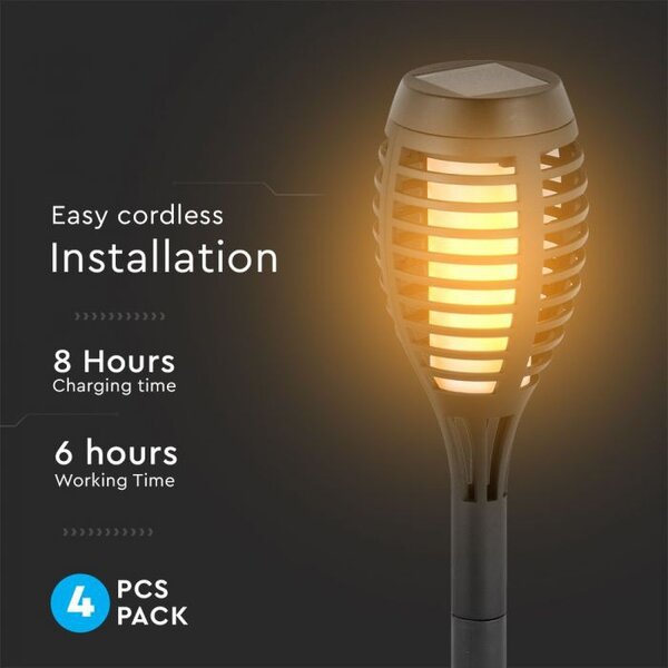 Solarno svjetlo, oblik plamena - Flame 2200K - set 4 komada IP44