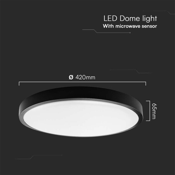 36W LED plafonjera s mirkovalnim senzorom-okrugla s crnim rubom 4000K IP44