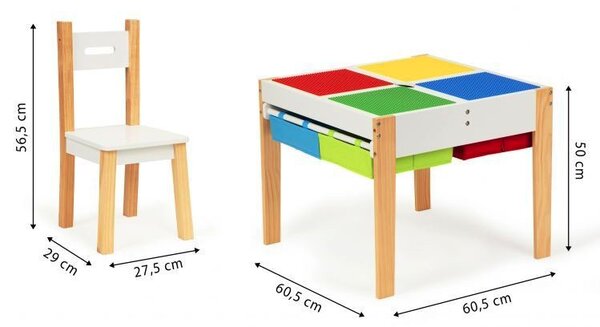Šareni set dječjih stolova i stolica
