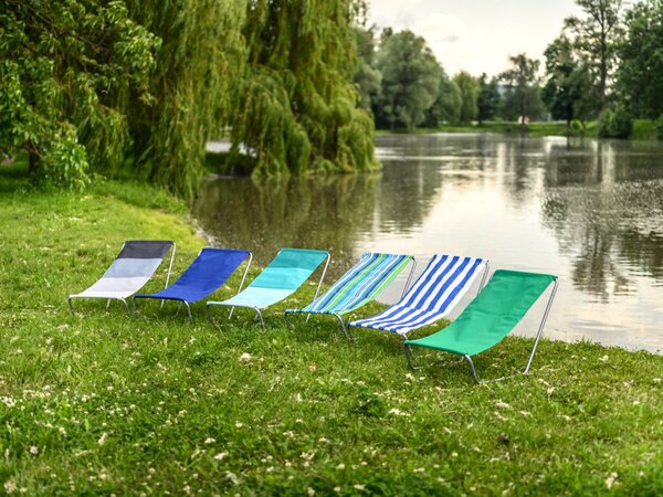 Set 2 kom sklopivih ležaljki za plažu SAND, plavo-bijele