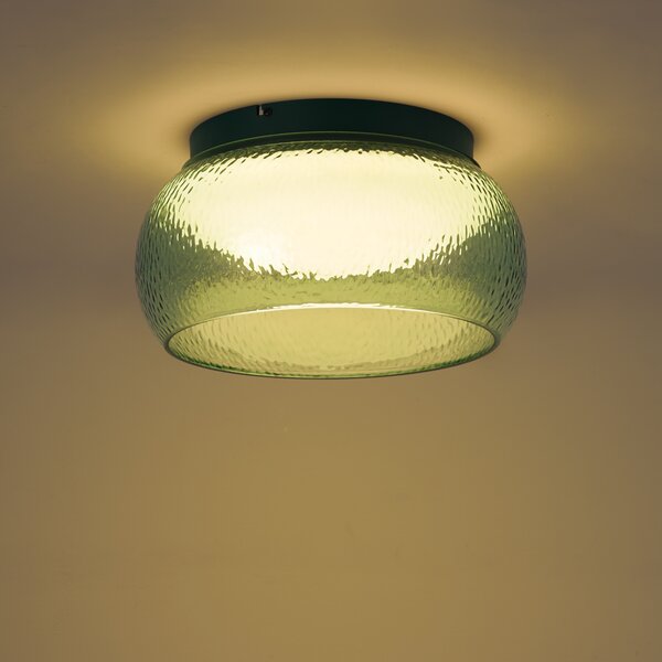 Art Deco stropna svjetiljka zelena sa staklom uklj. LED, prigušiva u 3 koraka - Thimble