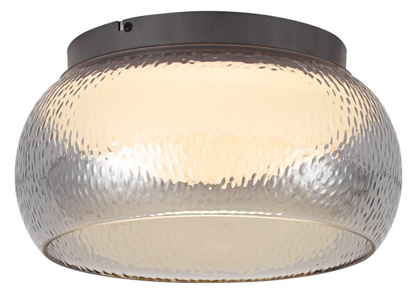 Art Deco Ceiling Lamp Gunmetal with Smoke Glass Incl. 3-Step Dimmable LED - Thimble