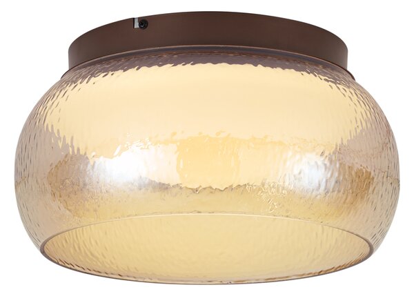Art Deco stropna svjetiljka smeđa s jantarnim staklom uklj. LED s mogućnošću prigušivanja u 3 koraka - Thimble