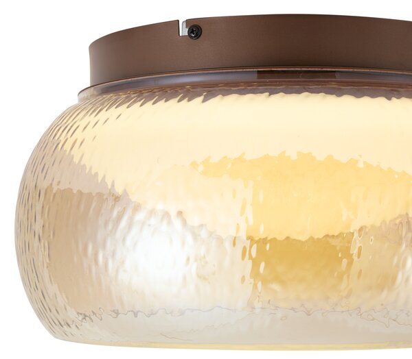 Art Deco stropna svjetiljka smeđa s jantarnim staklom uklj. LED s mogućnošću prigušivanja u 3 koraka - Thimble