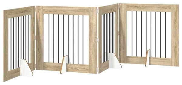 Preklopna vrata za pse s postoljem 4 kom. Hrast sonoma 321 cm - Hrast sonoma 80 x 80 cm 4