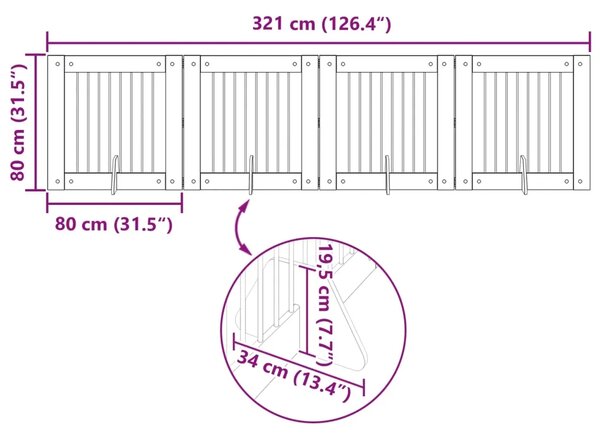 Preklopna vrata za pse s postoljem 4 kom. Hrast sonoma 321 cm - Hrast sonoma 80 x 80 cm 4