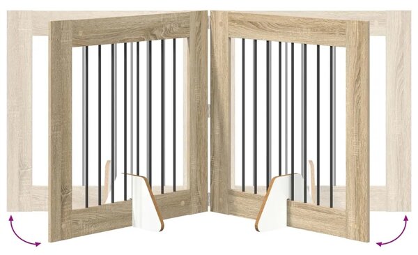 Preklopna vrata za pse s postoljem 4 kom. Hrast sonoma 321 cm - Hrast sonoma 80 x 80 cm 4