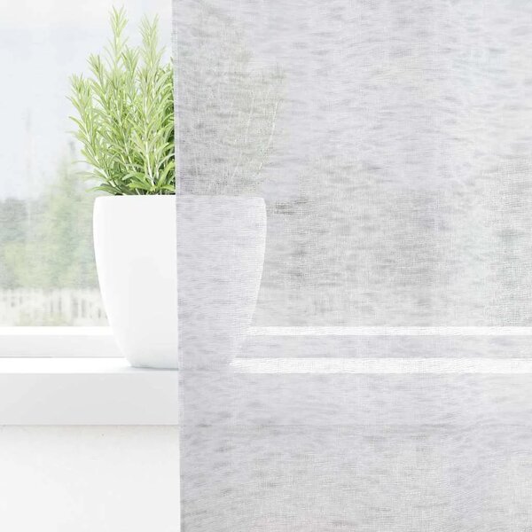 Voile zavjesa 2 kom. Svijetlo siva 140 x 140 cm Poliester - Svjetlosiva 140 x 140 cm s mašnama na vrhu