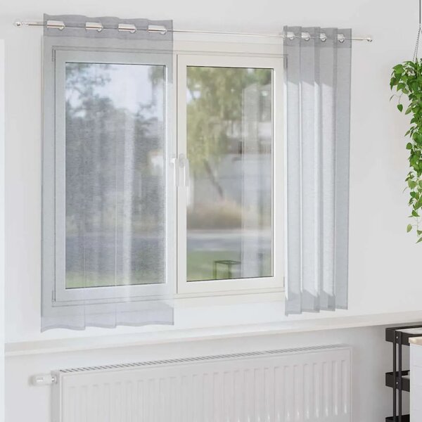 Voile zavjesa 2 kom. Tamno siva 175 x 140 cm Poliester - Tamno siva 140 x 175 cm s ušicama