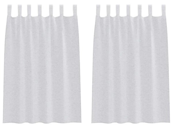 Voile zavjesa 2 kom. Svijetlo siva 140 x 140 cm Poliester - Svjetlosiva 140 x 140 cm s mašnama na vrhu