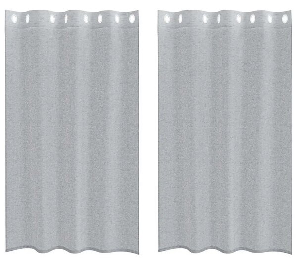 Voile zavjesa 2 kom. Tamno siva 175 x 140 cm Poliester - Tamno siva 140 x 175 cm s ušicama