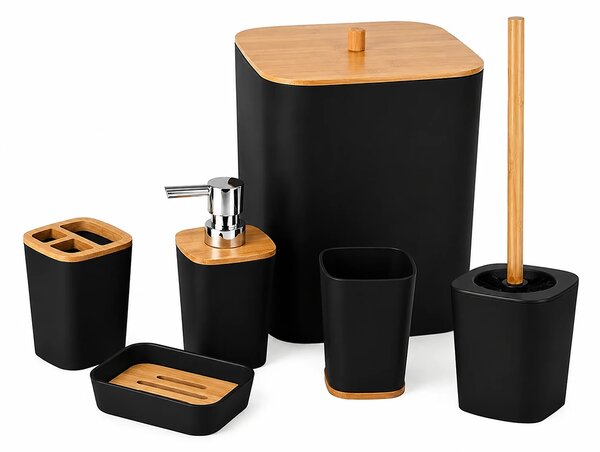 Kupaonski set NATUREO 6 kom, bambus/crna