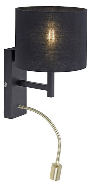 Zidna lampa crna sa zlatnom lampom za čitanje uklj. LED - Matija