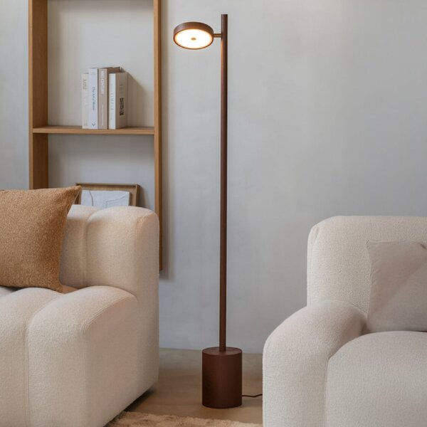 Good & Mojo GOOD MOJO LED podna lampa Okinawa, 1 žarulja, smeđa, 146 cm, drvo, prigušiva, Smeđa / hrđa, Dnevni boravak/blagovaonica, Drvo