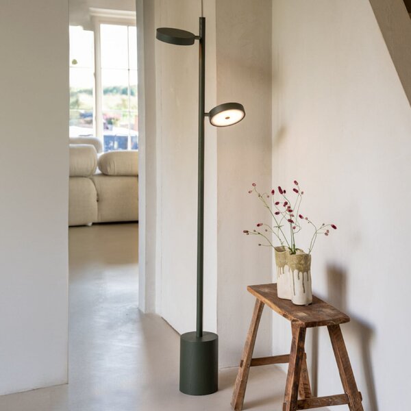 Good & Mojo GOOD MOJO LED podna lampa Okinawa, 2 žarulje, zelena, 146 cm, drvo, prigušiva, Zelena, Dnevni boravak/blagovaonica, Drvo