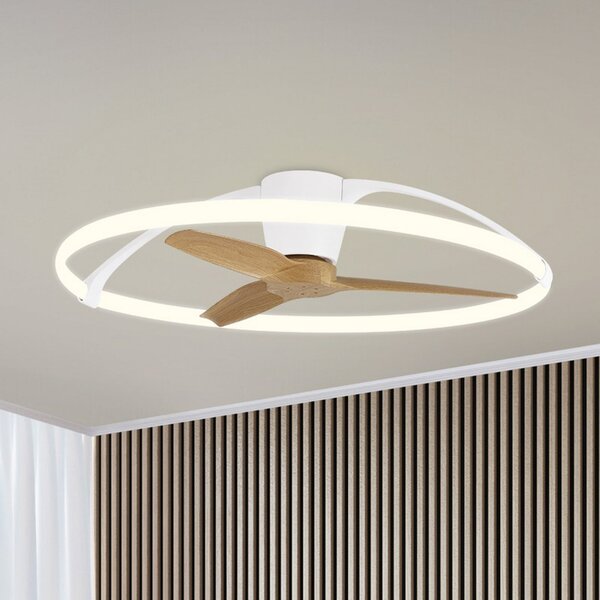 Mantra Iluminación Nepal Smart LED stropni ventilator, bijela/bukva, DC, tih, prigušiva, Drvo, Dnevni boravak/blagovaonica, Metal