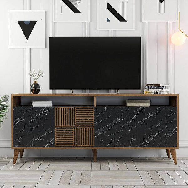 Woody Fashion Komoda, Milan - Walnut, Black Marble