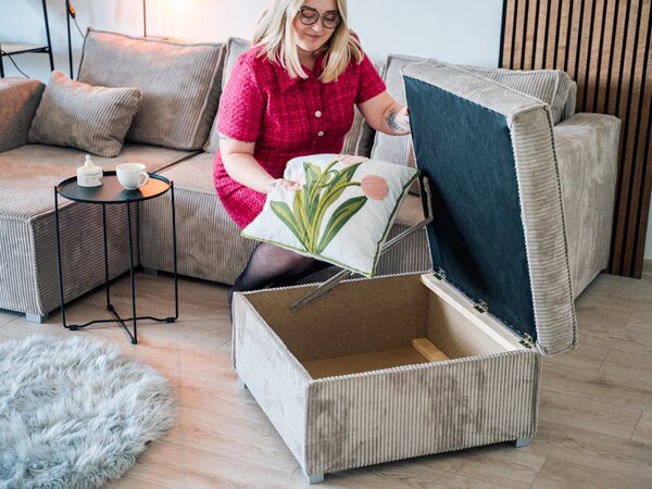Svjetlobež tabure SMART COSARO s prostorom za pohranu 65x65 cm