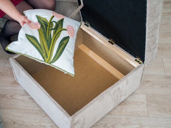 Svjetlobež tabure SMART COSARO s prostorom za pohranu 65x65 cm