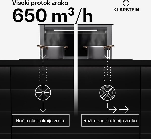 Klarstein Royal Flush Eco Slim 60, napa, 60 cm, 650 m³/h, EEK A