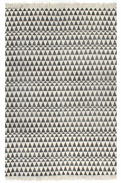 VidaXL Ćilim od pamuka s uzorkom 120 x 180 cm crno-bijeli