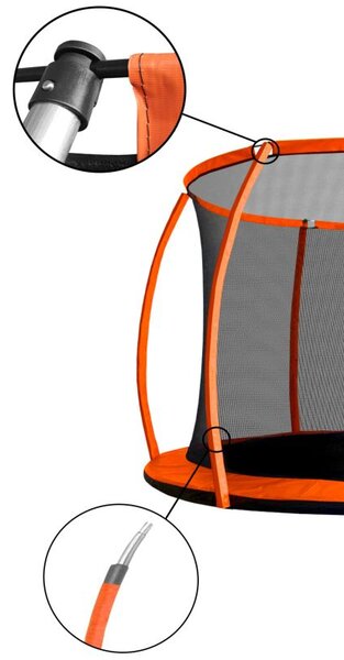 INLEA ULTIMATE Jump Trampolin 250cm s vnútornou ochrannou šetitou - narančasta