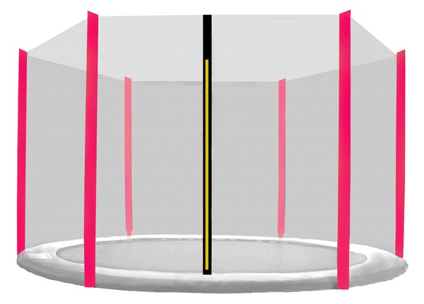 INLEA Vanjska zaštitna mreža za trampolin PREMIUM Jump ukupnog promjera 305cm za 6 stupova – crna/roza