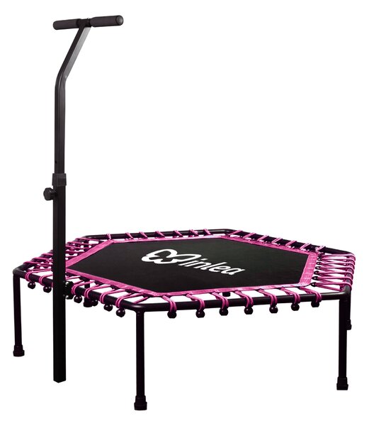 INLEA FITNESS Trampolin 130cm s rukohvatom – ružičasta