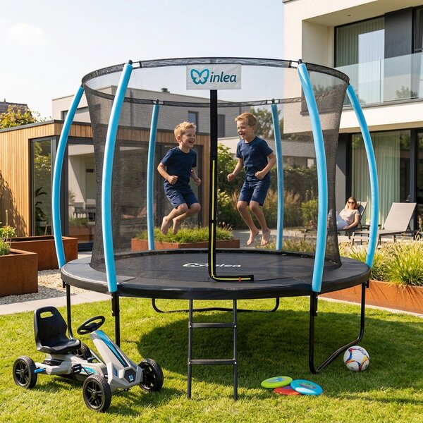 INLEA ULTIMATE Jump trampolin s unutarnjom zaštitnom mrežom 305cm - crna/svijetloplava