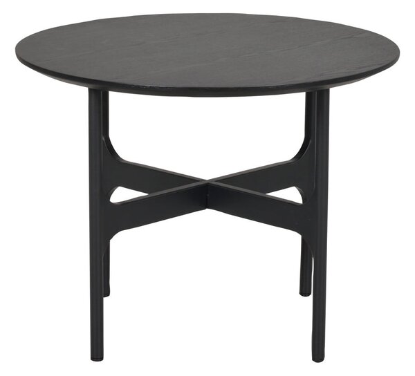 Crni okrugli stolić s pločom u dekoru jasena 55x55 cm Colton - Rowico