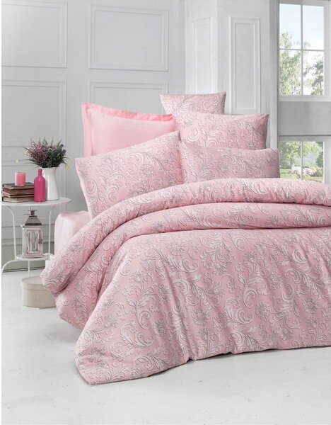Ružičasta posteljina od pamučnog satena za bračni krevet Victoria Verano, 200 x 200 cm