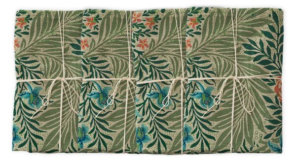 Set od 4 zelene salvete s lanom Tierra Bella Ranunculo, 43 x 43 cm