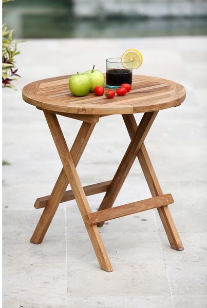 Okrugao vrtni stol od masivne tikovine ø 50 cm Mitan – Garden Pleasure