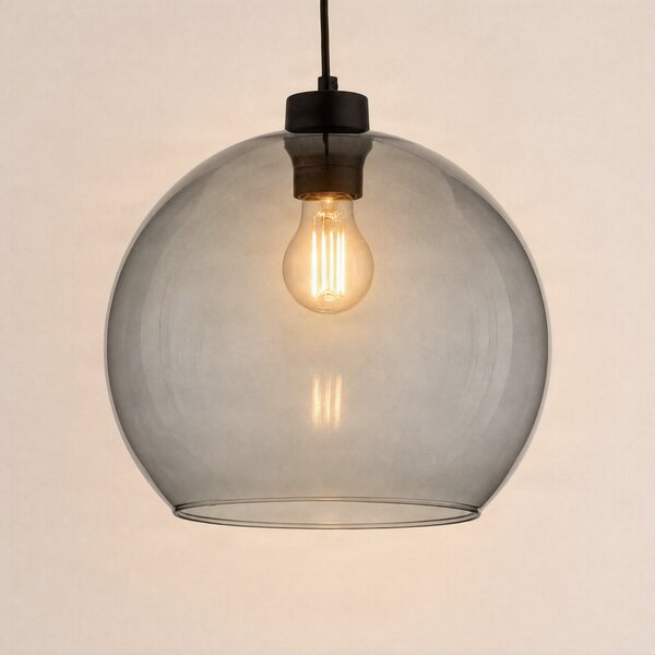 TK Lighting Cubus viseća lampa, dimljeno siva, staklo, Ø 30 cm, E27, prigušiva, Sivo, Dnevni boravak/blagovaonica, Staklo, Metak