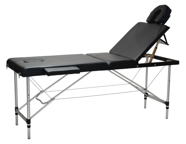 INLEA Sklopivi masažni stol Relax Pro, trodijelni s aluminijskim nogama - crni