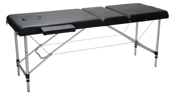 INLEA Sklopivi masažni stol Relax Pro, trodijelni s aluminijskim nogama - crni