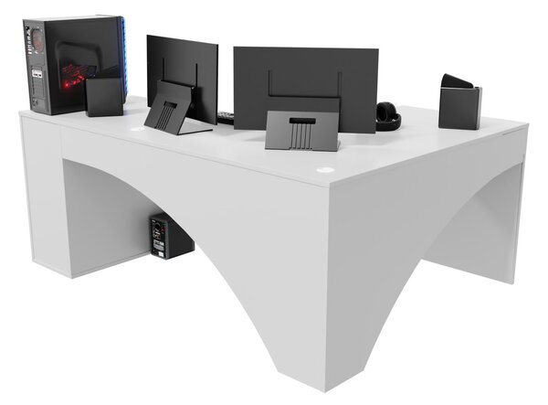 Kutni pc stol Carbon (bijela) (L) (bez rasvjete)