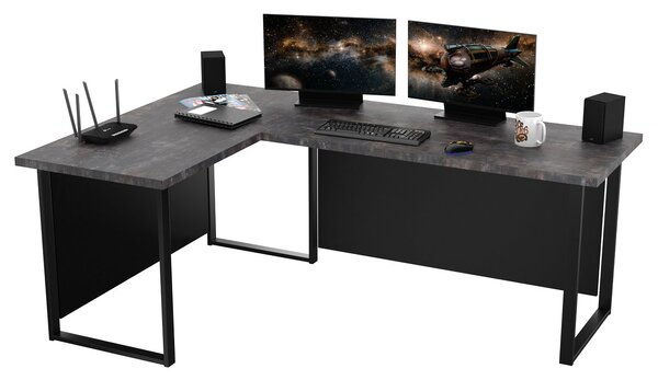 Kutni PC stol Vintid (tamni beton)