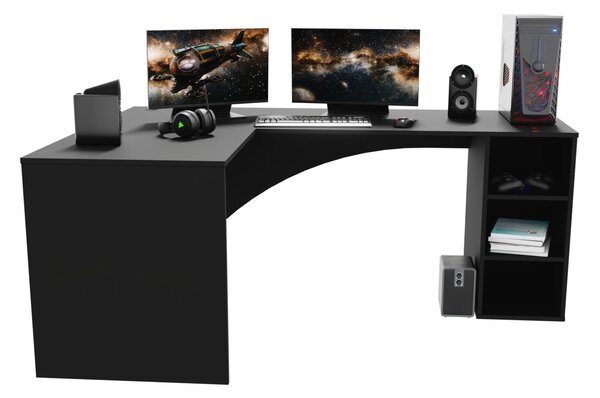 Kutni pc stol Carbon (crna) (L) (bez rasvjete)
