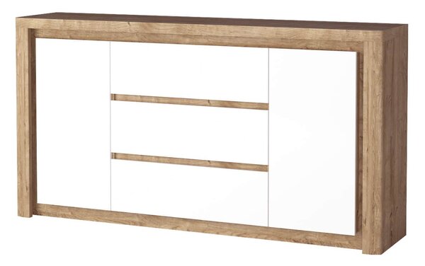 Komoda Livia 08 (s LED rasvjetom) (hrast ribbeck + bijeli sjaj)