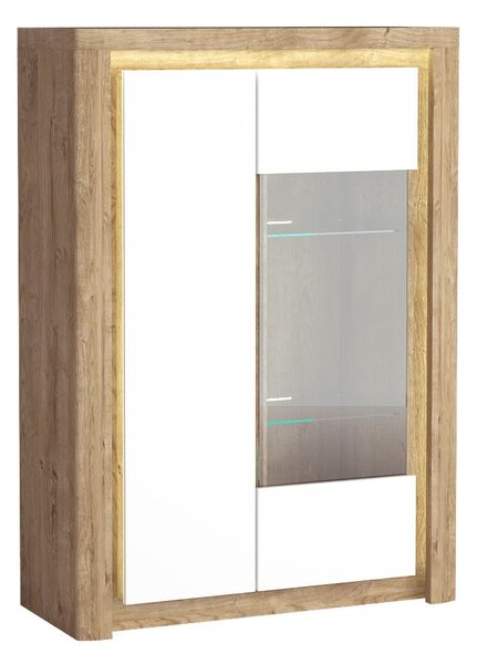 Zondo.hr Vitrina Livia 05 (s LED rasvjetom) (hrast ribbeck + bijeli sjaj). Akcija -20%. 1057861