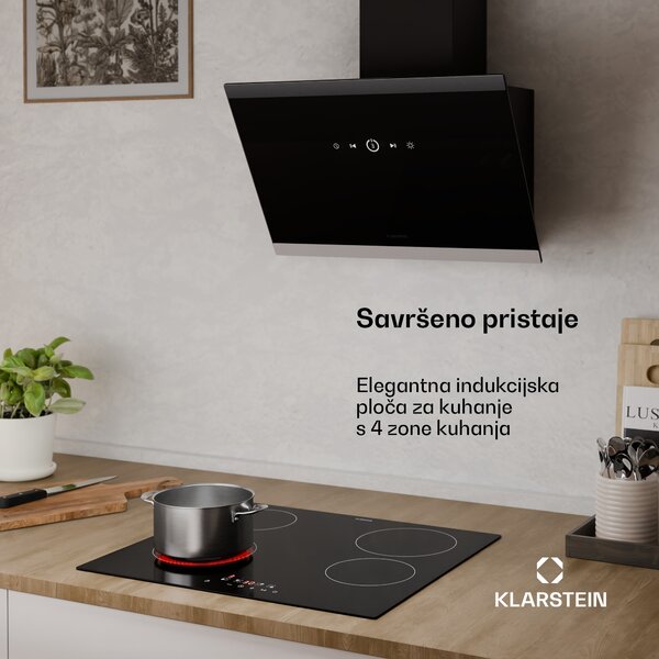 Klarstein Staklokeramička ploča za kuhanje Hito | 4 zone za kuhanje | 6000 W | 9 razina snage | 60 cm