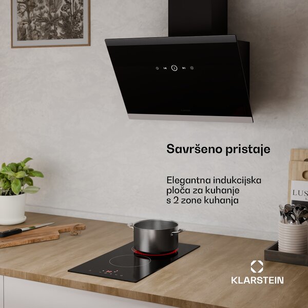 Klarstein Staklokeramička ploča za kuhanje Hito | 2 zone za kuhanje | 3000 W | 9 razina snage | 30 cm