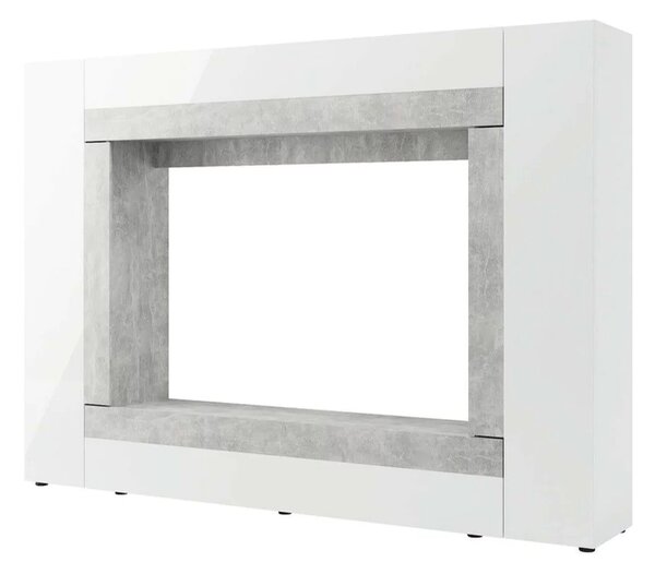 Set za dnevni boravak Warsa (bijela + bijeli sjaj + beton)