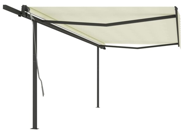 VidaXL Automatska tenda na uvlačenje sa stupovima 5x3 m krem