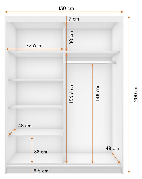 Zondo.hr Ormar za garderobu Viola 06 (crna + bijela). Akcija -19%. 1071544